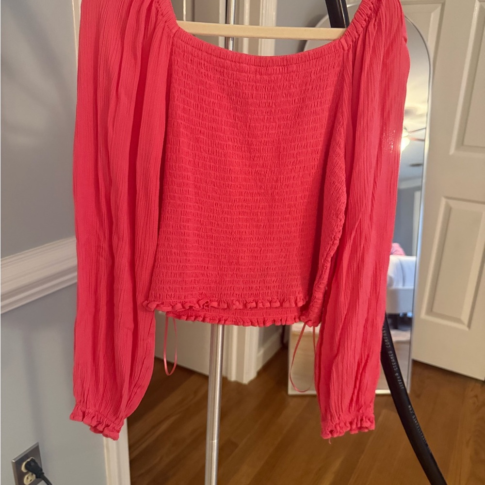 Girl’s Coral Smocked Top